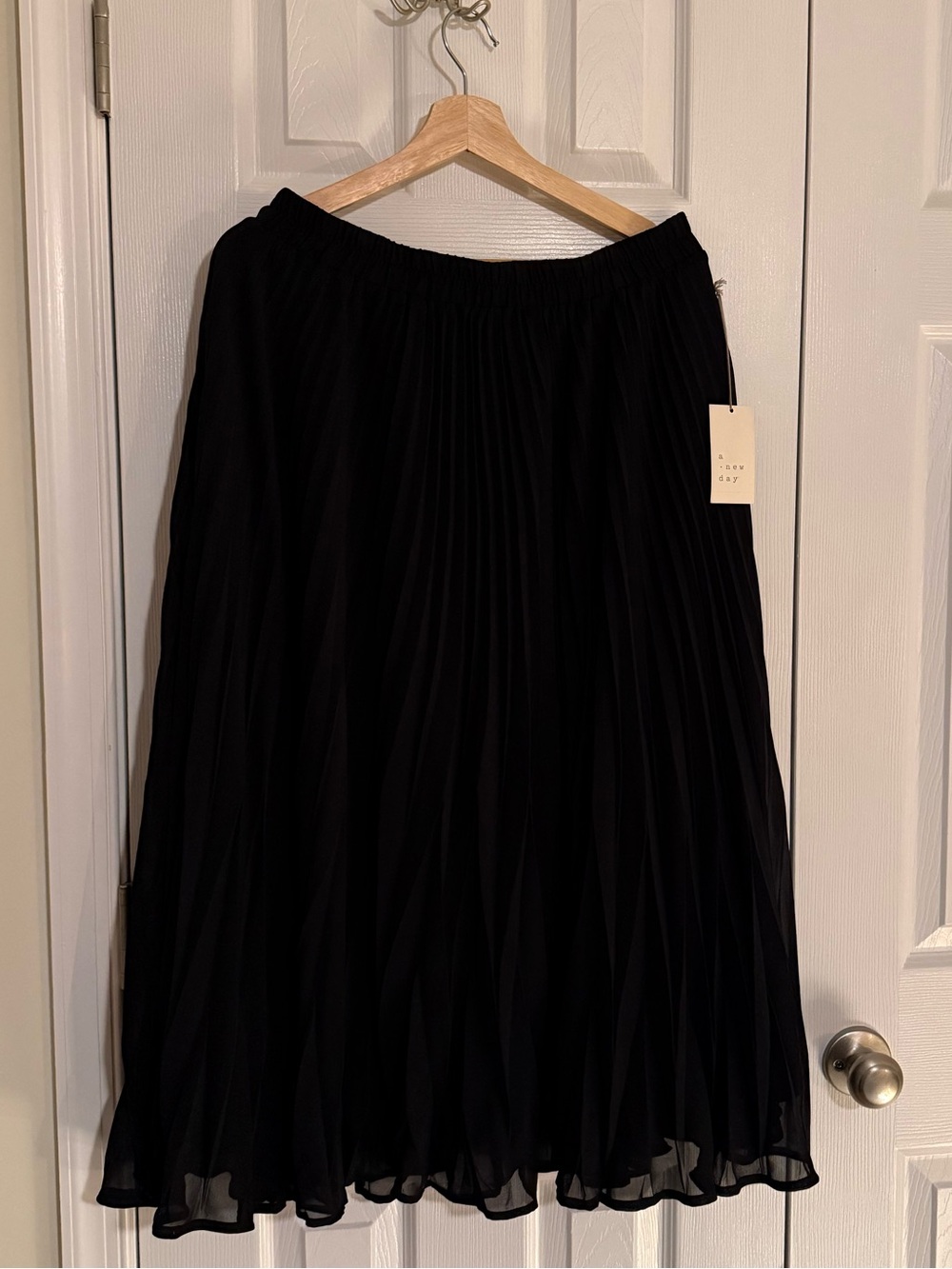 a new day Black Pleated Midi Skirt